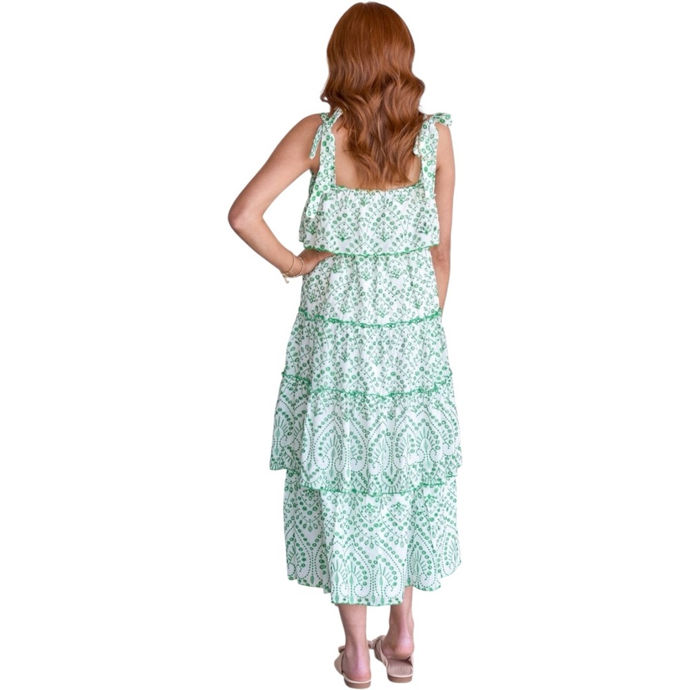 TCEC Green and White Eyelet Midi Dress - Picture 3 of 11